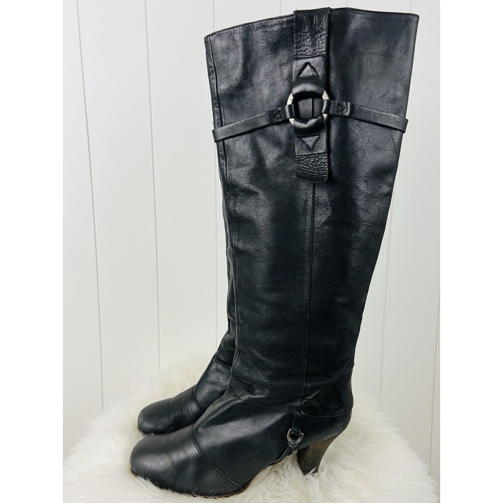 Coclico Black Leather Buckled Knee High Riding Boots Made in Spain EU40 US9